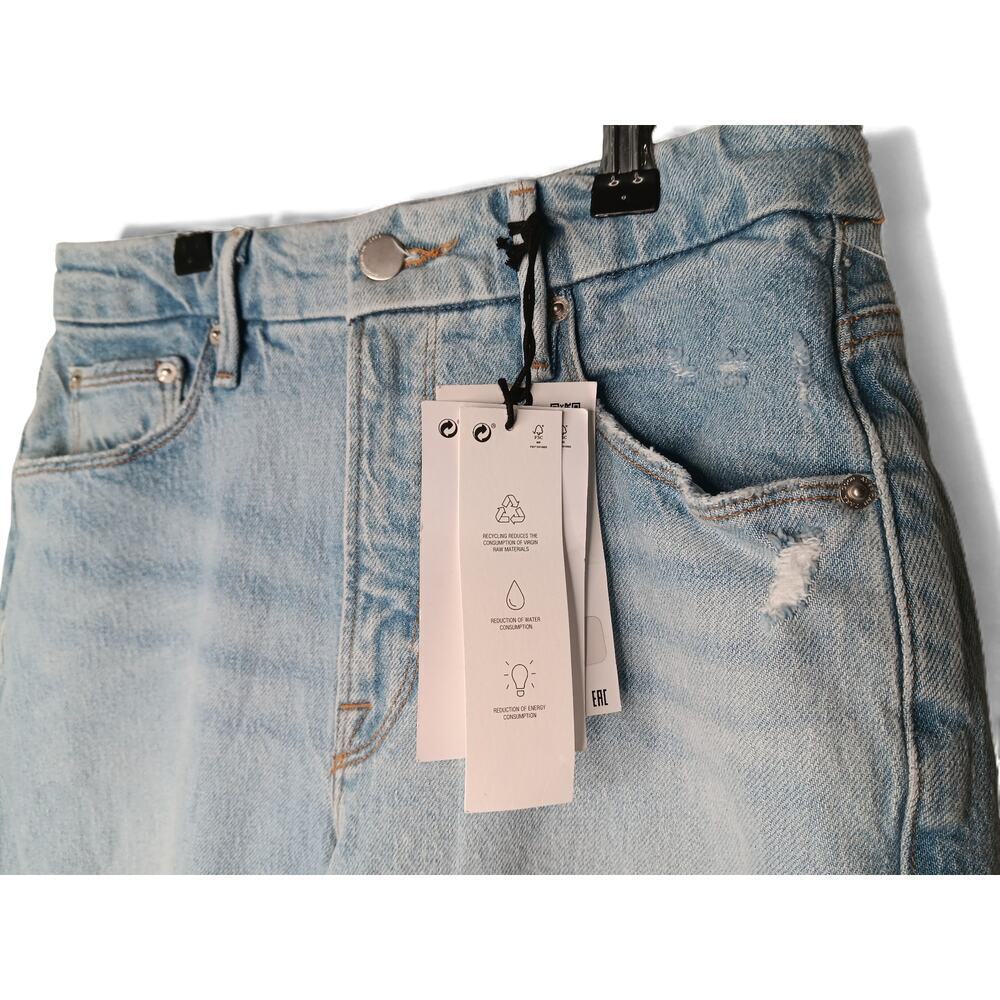 New with Tags Good American x Zara Ripped Classic Slim Jeans Light Wash Size 6 - Picture 10 of 15